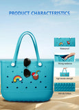Darrahopens Fashion > Women's Fashion > Women's Handbags EVA Beach Tote Bag for Swimming, Pool & Travel – Waterproof Washable Rubber Handbag with 2 Random Charms, Lightweight & Sand-Resistant (Blue) | Other Colors Available in Store