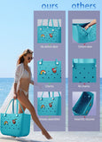 Darrahopens Fashion > Women's Fashion > Women's Handbags EVA Beach Tote Bag for Swimming, Pool & Travel – Waterproof Washable Rubber Handbag with 2 Random Charms, Lightweight & Sand-Resistant (Blue) | Other Colors Available in Store