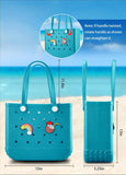Darrahopens Fashion > Women's Fashion > Women's Handbags EVA Beach Tote Bag for Swimming, Pool & Travel – Waterproof Washable Rubber Handbag with 2 Random Charms, Lightweight & Sand-Resistant (Blue) | Other Colors Available in Store