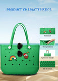 Darrahopens Fashion > Women's Fashion > Women's Handbags EVA Beach Tote Bag for Swimming, Pool & Travel – Waterproof Washable Rubber Handbag with 2 Random Charms, Lightweight & Sand-Resistant (Green) | Other Colors Available in Store