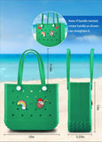Darrahopens Fashion > Women's Fashion > Women's Handbags EVA Beach Tote Bag for Swimming, Pool & Travel – Waterproof Washable Rubber Handbag with 2 Random Charms, Lightweight & Sand-Resistant (Green) | Other Colors Available in Store