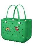 Darrahopens Fashion > Women's Fashion > Women's Handbags EVA Beach Tote Bag for Swimming, Pool & Travel – Waterproof Washable Rubber Handbag with 2 Random Charms, Lightweight & Sand-Resistant (Green) | Other Colors Available in Store