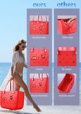 Darrahopens Fashion > Women's Fashion > Women's Handbags EVA Beach Tote Bag for Swimming, Pool & Travel – Waterproof Washable Rubber Handbag with 2 Random Charms, Lightweight & Sand-Resistant (Red)  | Other Colors Available in Store