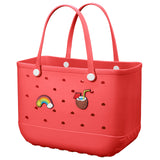 Darrahopens Fashion > Women's Fashion > Women's Handbags EVA Beach Tote Bag for Swimming, Pool & Travel – Waterproof Washable Rubber Handbag with 2 Random Charms, Lightweight & Sand-Resistant (Red)  | Other Colors Available in Store