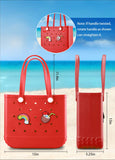 Darrahopens Fashion > Women's Fashion > Women's Handbags EVA Beach Tote Bag for Swimming, Pool & Travel – Waterproof Washable Rubber Handbag with 2 Random Charms, Lightweight & Sand-Resistant (Red)  | Other Colors Available in Store