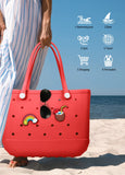 Darrahopens Fashion > Women's Fashion > Women's Handbags EVA Beach Tote Bag for Swimming, Pool & Travel – Waterproof Washable Rubber Handbag with 2 Random Charms, Lightweight & Sand-Resistant (Red)  | Other Colors Available in Store