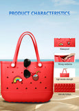 Darrahopens Fashion > Women's Fashion > Women's Handbags EVA Beach Tote Bag for Swimming, Pool & Travel – Waterproof Washable Rubber Handbag with 2 Random Charms, Lightweight & Sand-Resistant (Red)  | Other Colors Available in Store