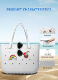 Darrahopens Fashion > Women's Fashion > Women's Handbags EVA Beach Tote Bag for Swimming, Pool & Travel – Waterproof Washable Rubber Handbag with 2 Random Charms, Lightweight & Sand-Resistant (White)  | Other Colors Available in Store
