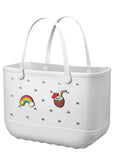 Darrahopens Fashion > Women's Fashion > Women's Handbags EVA Beach Tote Bag for Swimming, Pool & Travel – Waterproof Washable Rubber Handbag with 2 Random Charms, Lightweight & Sand-Resistant (White)  | Other Colors Available in Store