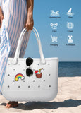 Darrahopens Fashion > Women's Fashion > Women's Handbags EVA Beach Tote Bag for Swimming, Pool & Travel – Waterproof Washable Rubber Handbag with 2 Random Charms, Lightweight & Sand-Resistant (White)  | Other Colors Available in Store