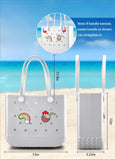 Darrahopens Fashion > Women's Fashion > Women's Handbags EVA Beach Tote Bag for Swimming, Pool & Travel – Waterproof Washable Rubber Handbag with 2 Random Charms, Lightweight & Sand-Resistant (White)  | Other Colors Available in Store