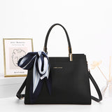 Darrahopens Fashion > Women's Fashion > Women's Handbags Fashionable Synthetic Leather Crossbody Bag with Detachable Scarf - Multiple Compartments for Daily Essentials(black)