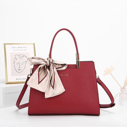 Darrahopens Fashion > Women's Fashion > Women's Handbags Fashionable Synthetic Leather Crossbody Bag with Detachable Scarf - Multiple Compartments for Daily Essentials(Wine Red)
