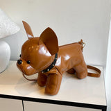 Darrahopens Fashion > Women's Fashion > Women's Handbags French Bulldog Shaped Bag – Cute Animal Crossbody Shoulder Bag with Adjustable Strap, PU Leather Dog Backpack for Women, Fashion Statement Accessory (Brown)