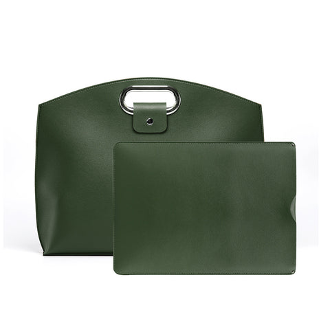 Darrahopens Fashion > Women's Fashion > Women's Handbags Green Elegant PU Leather Laptop Handbag & Sleeve - Protective and Stylish Laptop Case with Adjustable Strap for 15.6-inch Laptops