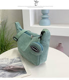 Darrahopens Fashion > Women's Fashion > Women's Handbags Green Minimalist Corduroy Crossbody Bag – Large Capacity Single Shoulder & Diagonal Sling Bag in Korean Style