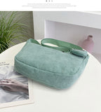 Darrahopens Fashion > Women's Fashion > Women's Handbags Green Minimalist Corduroy Crossbody Bag – Large Capacity Single Shoulder & Diagonal Sling Bag in Korean Style