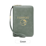 Darrahopens Fashion > Women's Fashion > Women's Handbags Green RFID Blocking Travel Passport Holder - Multi-functional Waterproof PU Leather Security Travel Wallet with Zipper and Wristband