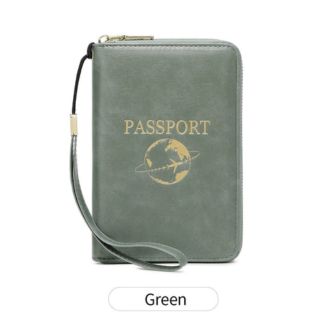 Darrahopens Fashion > Women's Fashion > Women's Handbags Green RFID Blocking Travel Passport Holder - Multi-functional Waterproof PU Leather Security Travel Wallet with Zipper and Wristband