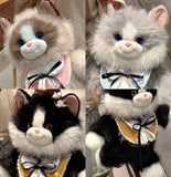 Darrahopens Fashion > Women's Fashion > Women's Handbags Grey Adorable Plush Cat Backpack - Soft Furry Doll Bag with Zipper Compartment for Girls and Women