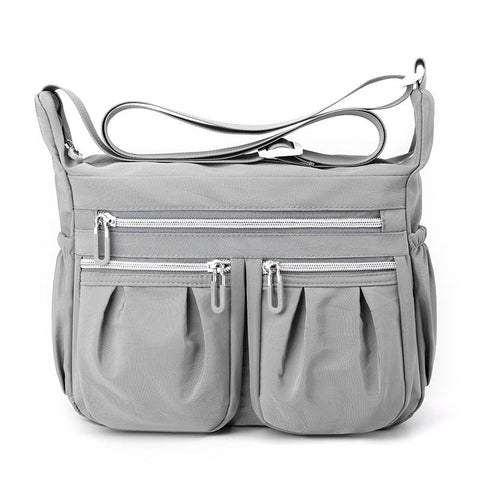 Darrahopens Fashion > Women's Fashion > Women's Handbags Grey Multi-Pocket Lightweight Nylon Crossbody Bag – Stylish, Functional, and Spacious Shoulder Bag for Women