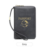 Darrahopens Fashion > Women's Fashion > Women's Handbags Grey RFID Blocking Travel Passport Holder - Multi-functional Waterproof PU Leather Security Travel Wallet with Zipper and Wristband
