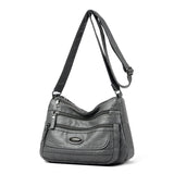 Darrahopens Fashion > Women's Fashion > Women's Handbags Grey Women's Soft Washed PU Leather Crossbody Bag - Multi-Pocket Casual Shoulder Purse for Everyday Organization