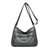 Darrahopens Fashion > Women's Fashion > Women's Handbags Grey Women's Soft Washed PU Leather Crossbody Bag - Multi-Pocket Casual Shoulder Purse for Everyday Organization