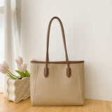 Darrahopens Fashion > Women's Fashion > Women's Handbags Khaki and Brown Chic Large Capacity Tote Bag - PU Leather Commuter Shoulder Handbag for Women
