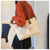 Darrahopens Fashion > Women's Fashion > Women's Handbags Khaki and Brown Chic Large Capacity Tote Bag - PU Leather Commuter Shoulder Handbag for Women