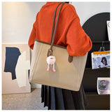 Darrahopens Fashion > Women's Fashion > Women's Handbags Khaki and Brown Chic Large Capacity Tote Bag - PU Leather Commuter Shoulder Handbag for Women