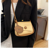 Darrahopens Fashion > Women's Fashion > Women's Handbags Khaki and Brown Chic PU Leather Crossbody Bag with Cute Bear Charm - Adjustable Strap Shoulder Purse