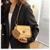 Darrahopens Fashion > Women's Fashion > Women's Handbags Khaki and Brown Chic PU Leather Crossbody Bag with Cute Bear Charm - Adjustable Strap Shoulder Purse