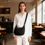 Darrahopens Fashion > Women's Fashion > Women's Handbags Khaki Ruched Cloud Shoulder Bag with Puffy Down Cotton Padded Dumpling Shape Lightweight Crossbody Handbag for Local Women Fashionable Daily Essential