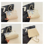 Darrahopens Fashion > Women's Fashion > Women's Handbags Khaki Women's Straw Woven Tote Bag Summer Daisy Embroidery Shoulder Handbag with Ribbon Scarf