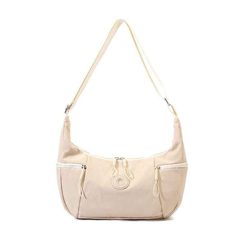 Darrahopens Fashion > Women's Fashion > Women's Handbags Large Nylon Crossbody Hobo Bag for Women, Lightweight Water-Resistant Shoulder Bag, Beige