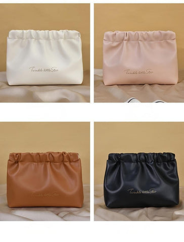 Darrahopens Fashion > Women's Fashion > Women's Handbags Leather Cosmetic Bag Set, Big & Small "Twinkle Little Star" Makeup Organizer for Travel & Daily Use(white)