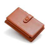 Darrahopens Fashion > Women's Fashion > Women's Handbags Light Brown Compact Bifold Wallet for Women - High Capacity PU Leather Purse with Zipper Coin Pocket