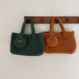 Darrahopens Fashion > Women's Fashion > Women's Handbags Light Green Handcrafted Crochet Tote Bag – Vintage-Style Woven Cotton-Yarn Look Bag