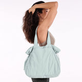 Darrahopens Fashion > Women's Fashion > Women's Handbags Lightweight Nylon Shopper Tote Bag 18L Side-Cinch Shoulder Bag - Mint