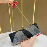 Darrahopens Fashion > Women's Fashion > Women's Handbags Luxury Black Crystal Evening Clutch Bag Gradient Rhinestone Hard Case Purse with Detachable Chain for Wedding Prom Cocktail Party Fits Smartphone