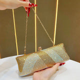 Darrahopens Fashion > Women's Fashion > Women's Handbags Luxury Gold Crystal Evening Clutch Bag Gradient Rhinestone Hard Case Purse with Detachable Chain for Wedding Prom Cocktail Party Fits Smartphone