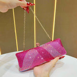 Darrahopens Fashion > Women's Fashion > Women's Handbags Luxury Rose Red Crystal Evening Clutch Bag Gradient Rhinestone Hard Case Purse with Detachable Chain for Wedding Prom Cocktail Party Fits Smartphone