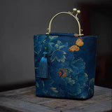 Darrahopens Fashion > Women's Fashion > Women's Handbags Modern Chinese Style Bucket Bag - Embroidered Handbag with Tassel