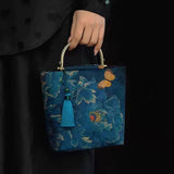 Darrahopens Fashion > Women's Fashion > Women's Handbags Modern Chinese Style Bucket Bag - Embroidered Handbag with Tassel