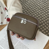 Darrahopens Fashion > Women's Fashion > Women's Handbags Olive Green Women's Mini Genuine Leather Coin Purse Double Zipper Organiser Multi-function Wristlet Wallet