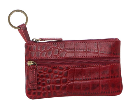 Darrahopens Fashion > Women's Fashion > Women's Handbags Pierre Cardin Ladies Womens Genuine Leather RFID Coin Purse Wallet - Red Croc
