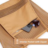 Darrahopens Fashion > Women's Fashion > Women's Handbags Pink Breathable Mesh Beach Tote Bag - Large Capacity Sand-Free Bag with Zipper Pocket & Multi-Purpose Storage