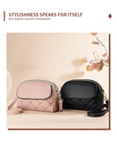 Darrahopens Fashion > Women's Fashion > Women's Handbags Pink Chic Quilted Crossbody Bag - Multi-Compartment PU Leather Shoulder Purse