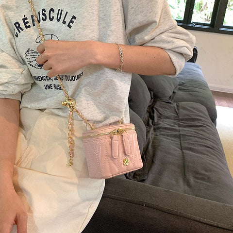Darrahopens Fashion > Women's Fashion > Women's Handbags Pink Chic Quilted Mini Box Crossbody Bag - Luxury Style Chain Purse for Women